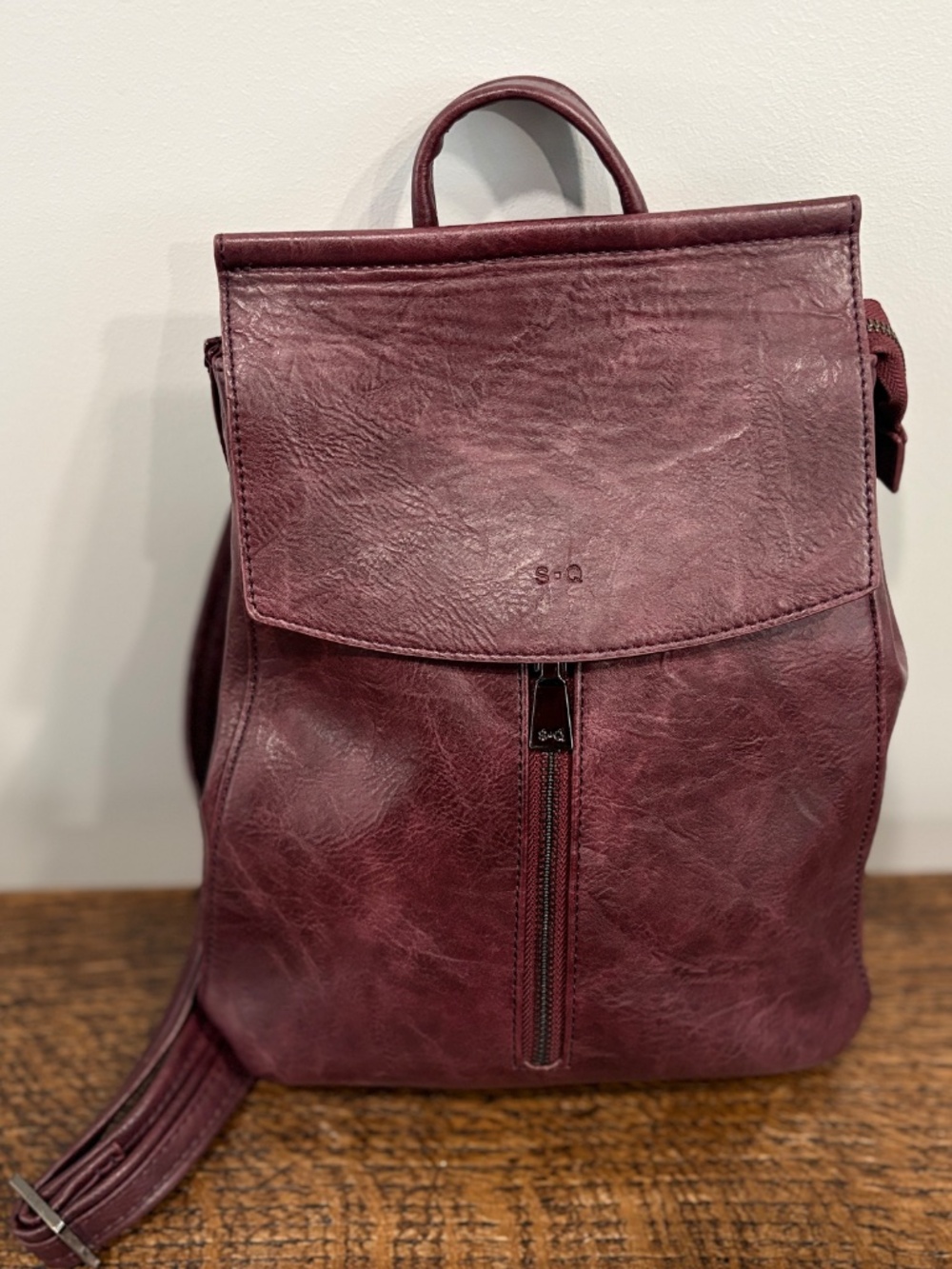 S-Q Chloe Convertible Backpack Plum Purple Vegan Leather 3-in-1 Daily Travel Day